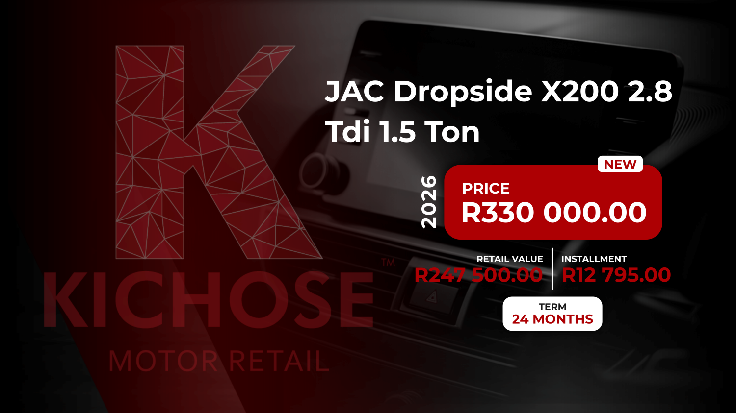 
								JAC X200 2.8 TDi 1.5 Ton Dropside full									